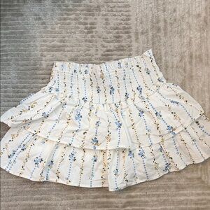 Wild Fable White and Blue Floral Mini Skirt